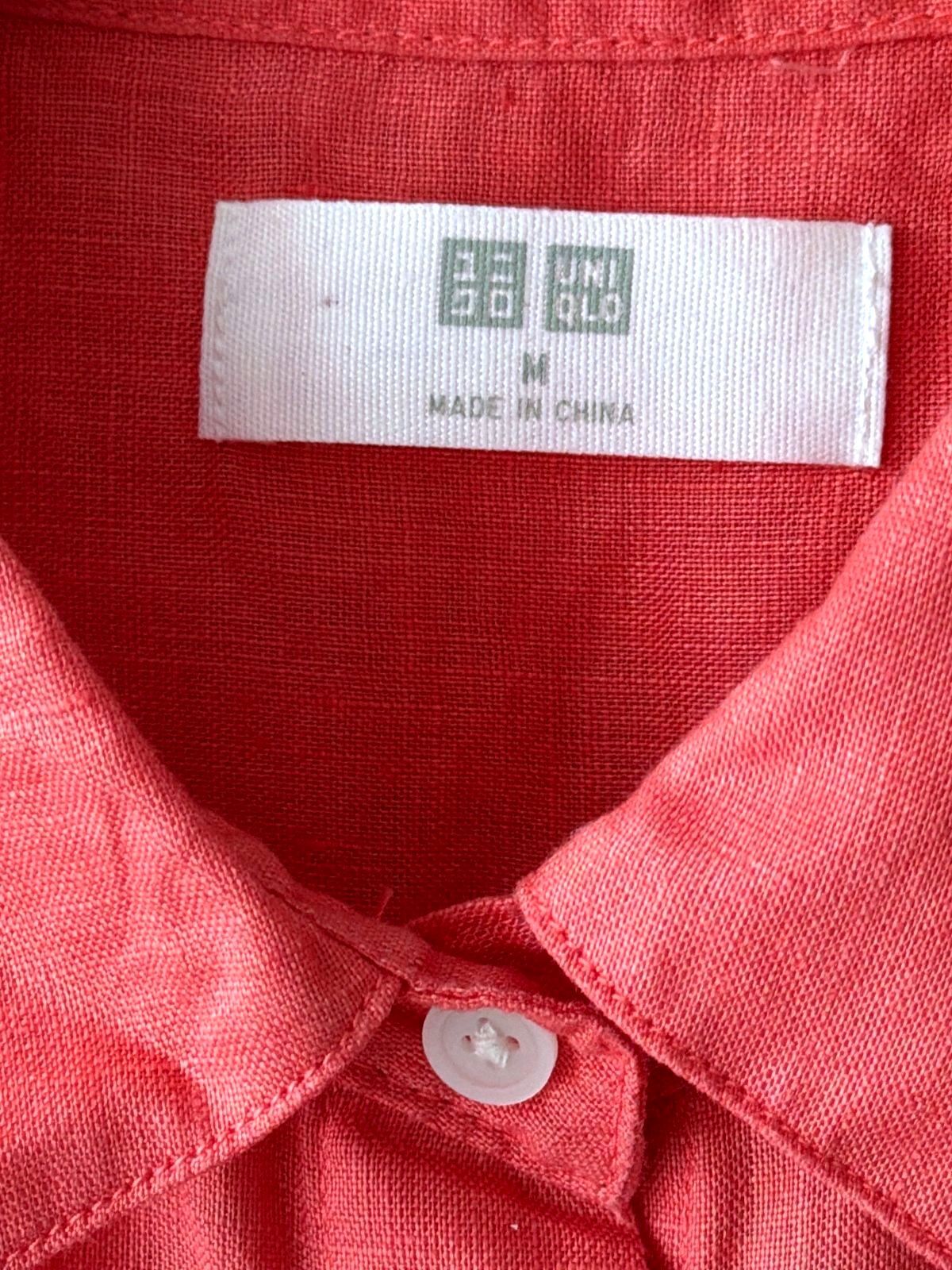 Women’s Uniqlo Premium 100% Linen Shirt In Pink - Medium - 3735
