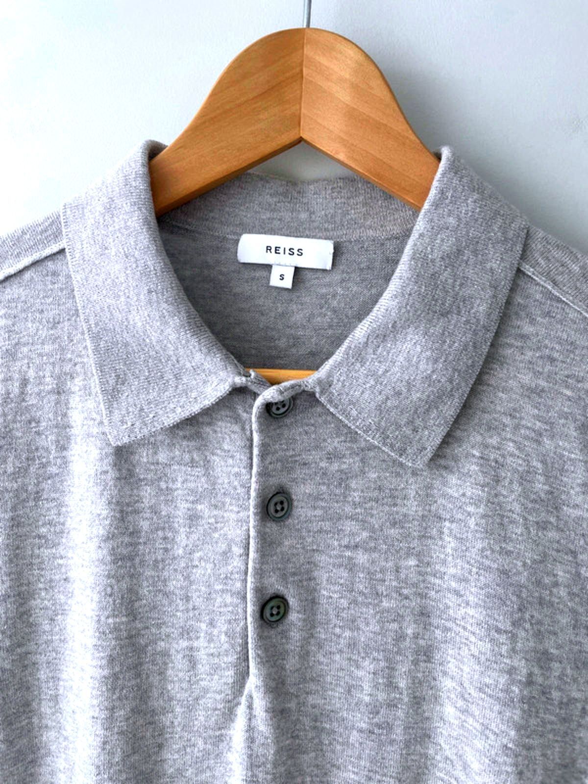 Men’s Reiss Premium Wool Blend Knitted Polo Top In Grey - Small - 1674