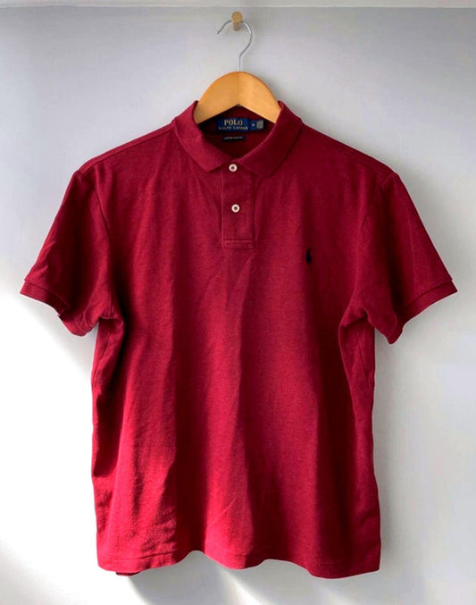 Men’s Ralph Lauren Slim Fit Polo Top In Burgundy - Medium - 1880