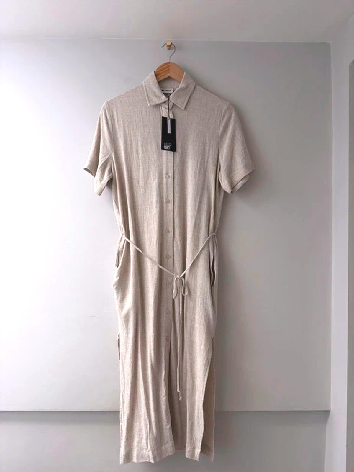 Women’s Weekday Carla Premium Linen Dress In Beige - XSmall - 3214