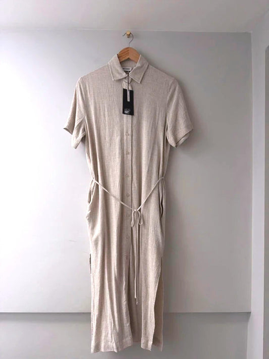 Women’s Weekday Carla Premium Linen Dress In Beige - XSmall - 3214