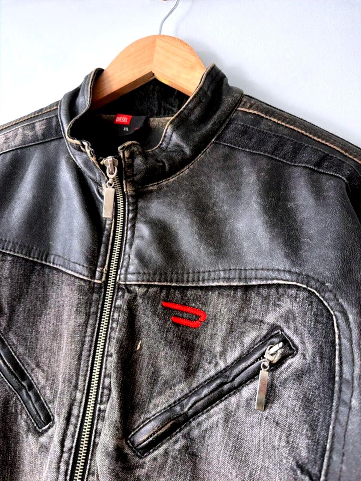 Men’s Diesel Biker Jacket In Washed Black Colour - XXLarge - 3551