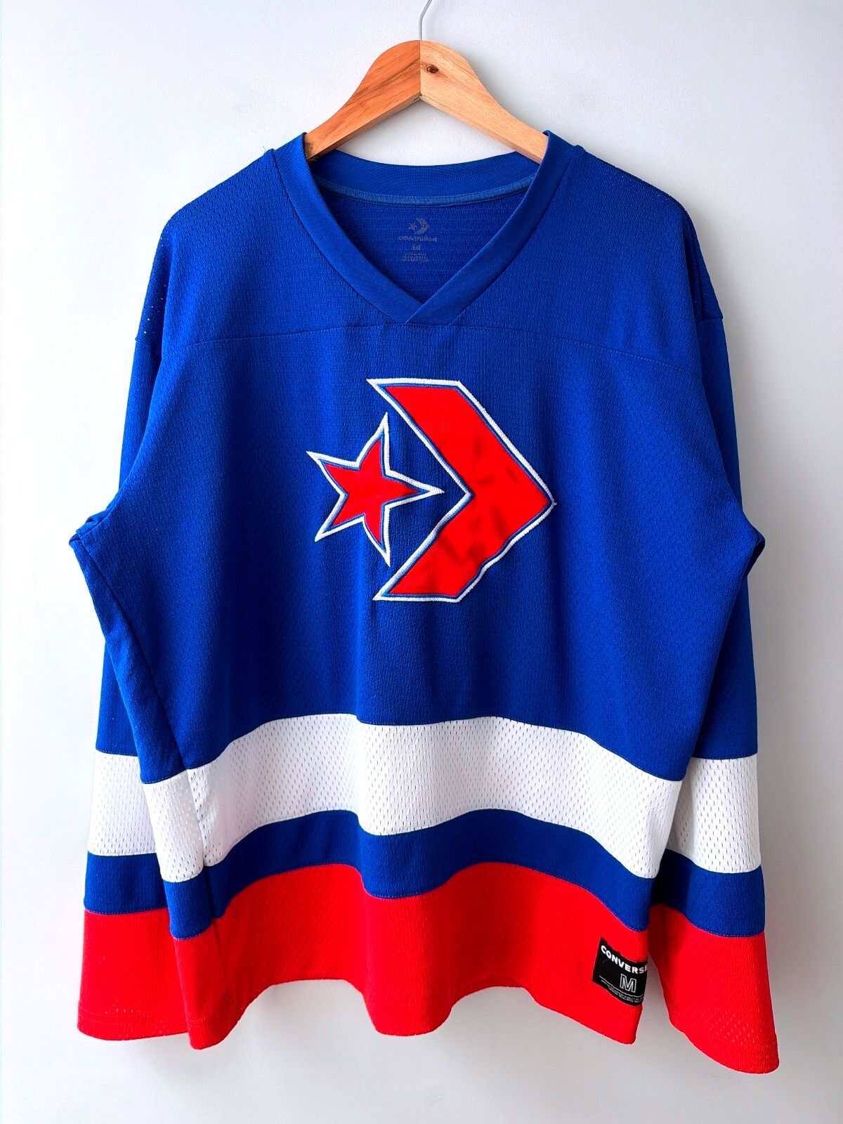 Mens Converse Oversized Fit Ice Hockey Jersey Top In Blue - Medium - 3567