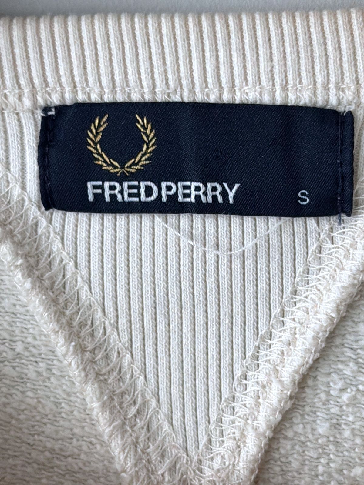 Men’s Fred Perry Crew Neck Sweatshirt Jumper Top In Beige Marl - Small - 3829