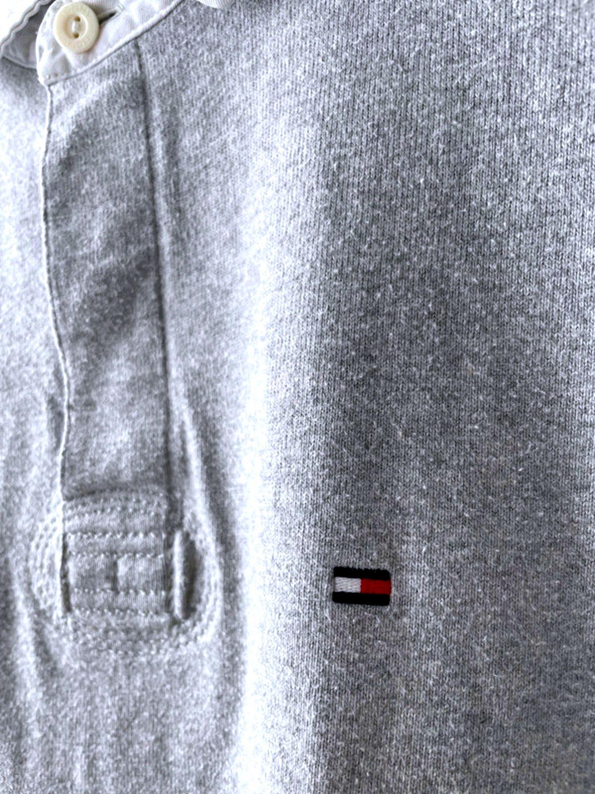 Men’s Tommy Hilfiger Long Sleeve Rugby Polo Shirt Top In Grey - Medium- 2148