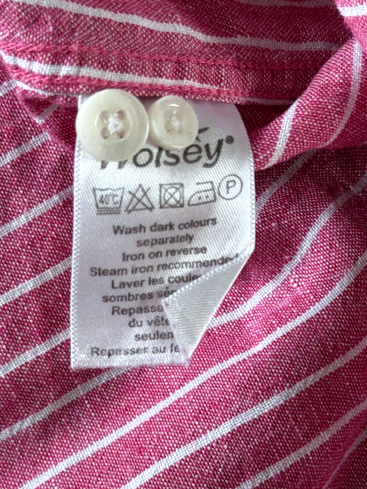 Men’s Wolsey Premium Striped 100% Linen Shirt In Pink - Large - 3780