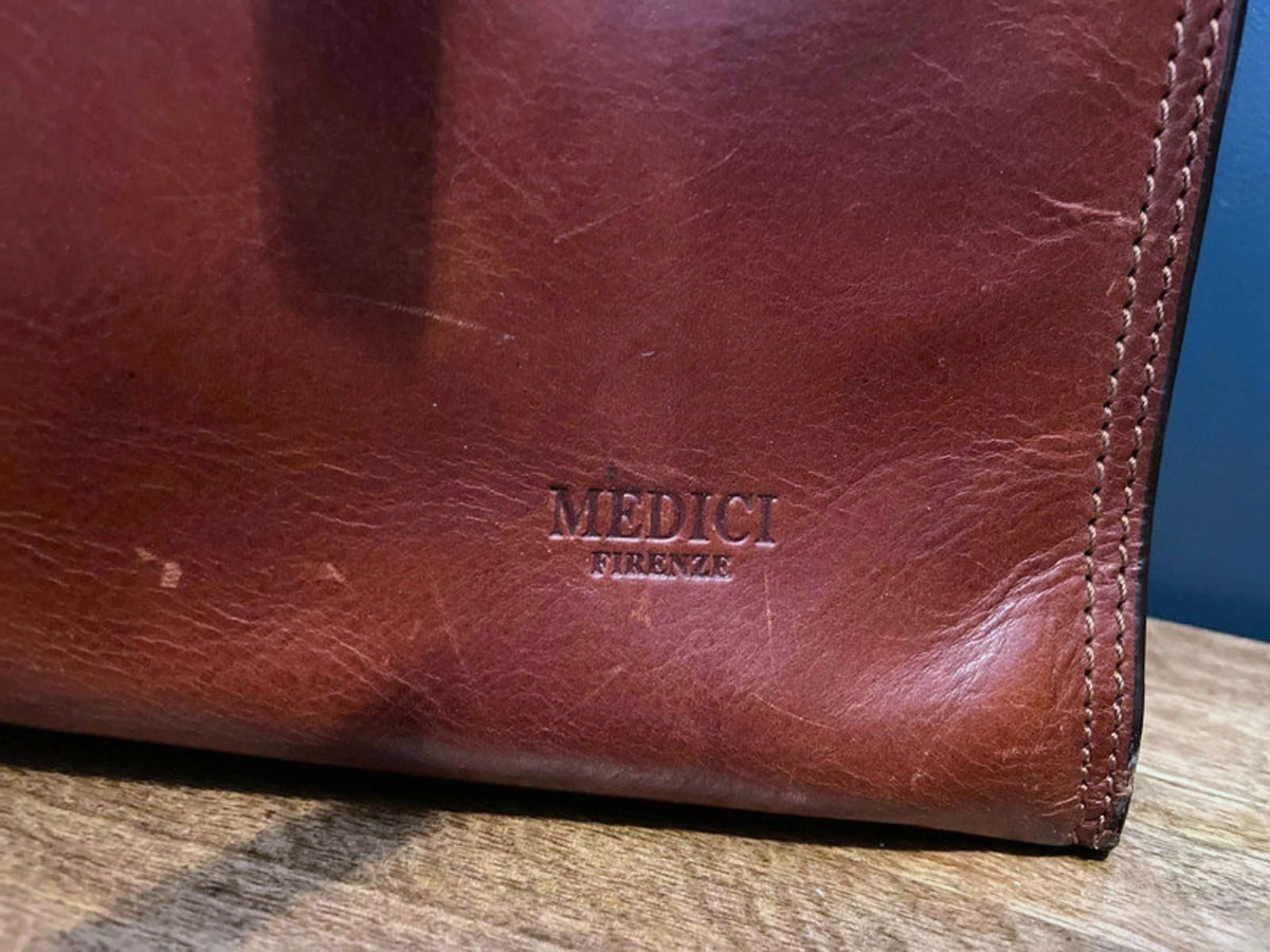 Unisex Medici Vintage Made In Italy Leather Bag Holdall In Brown - 2730