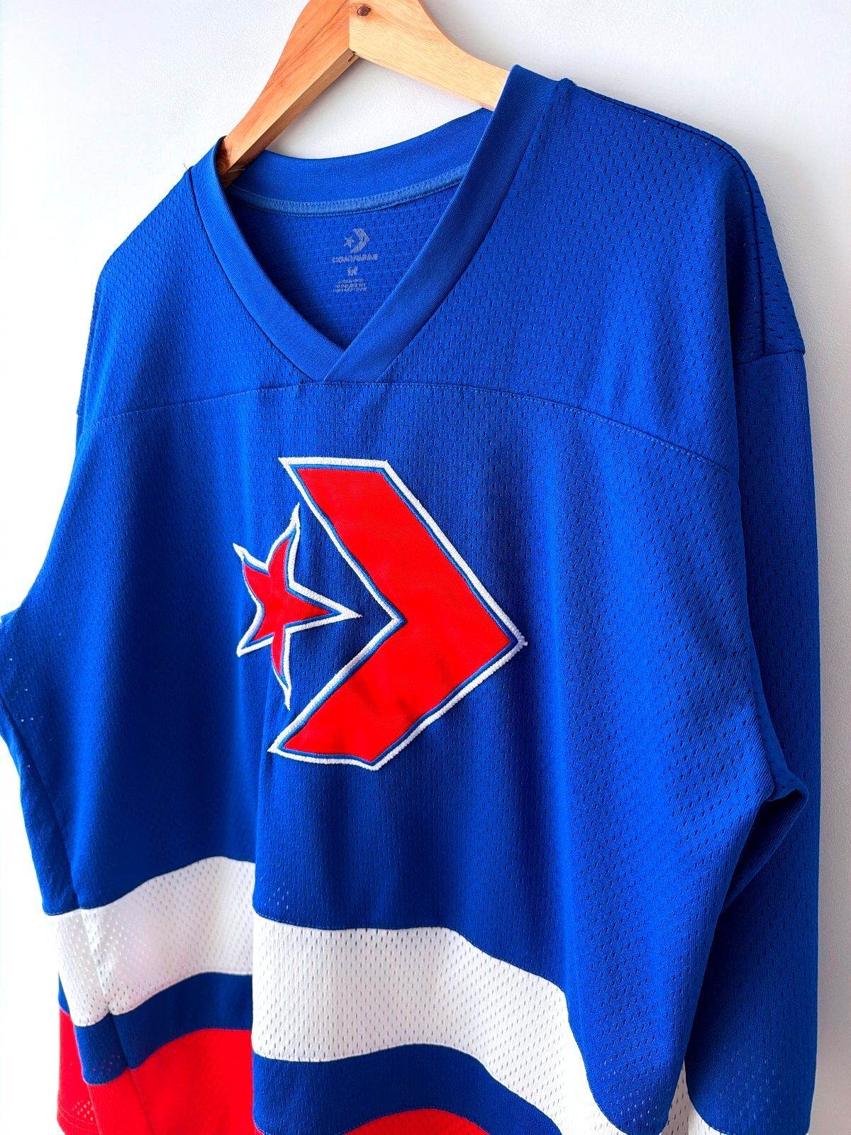 Mens Converse Oversized Fit Ice Hockey Jersey Top In Blue - Medium - 3567