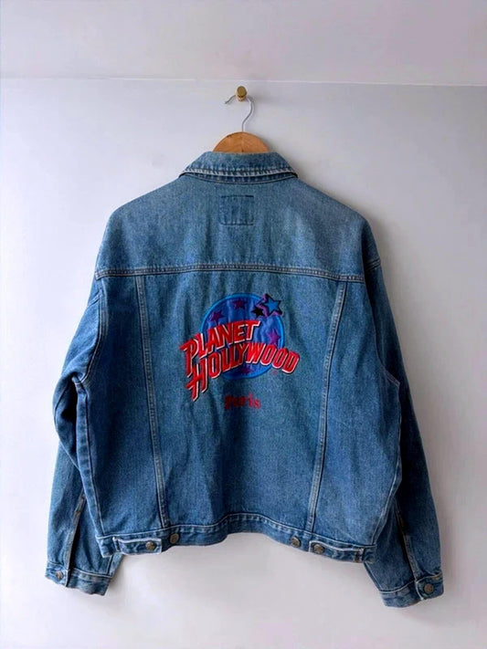 Men’s Planet Hollywood 90's Vintage Oversized Fit Denim Jacket In Navy - Large - 3384