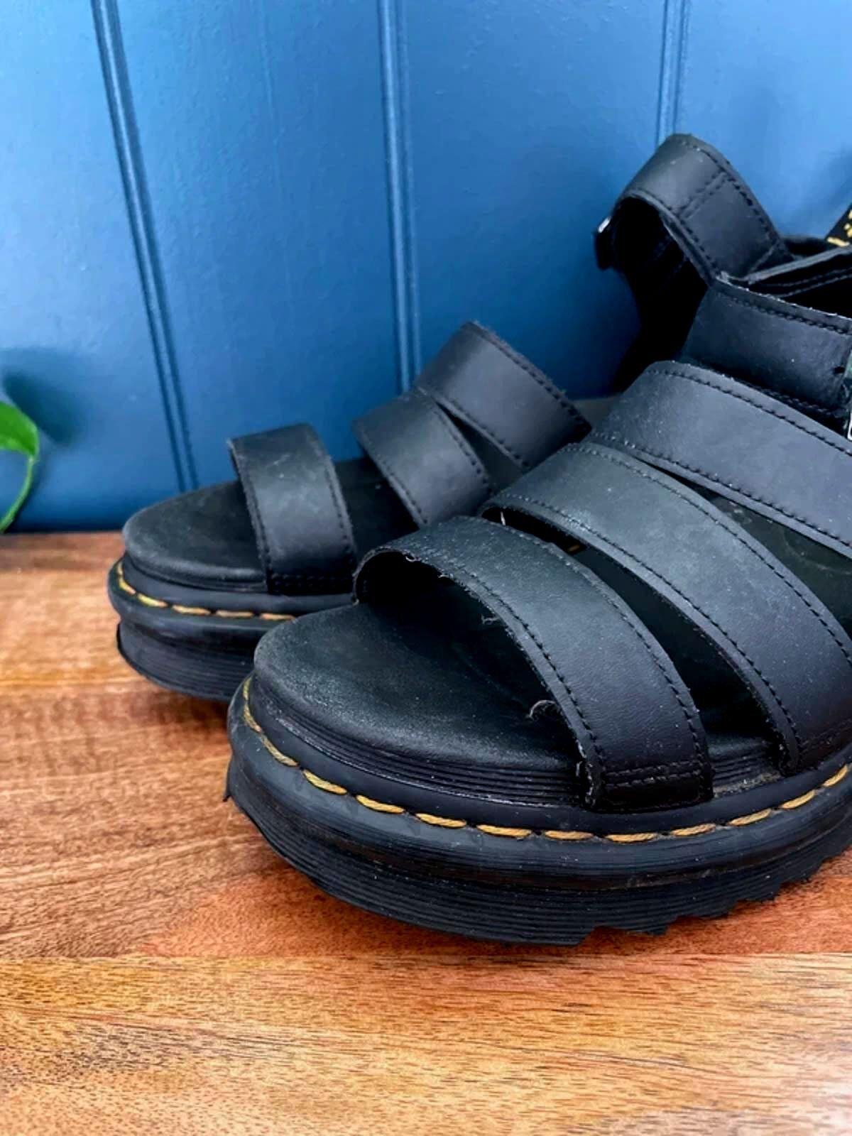 Women’s Dr Martens Blaire 3 Leather Straps Sandals in Black - UK5 - 3034