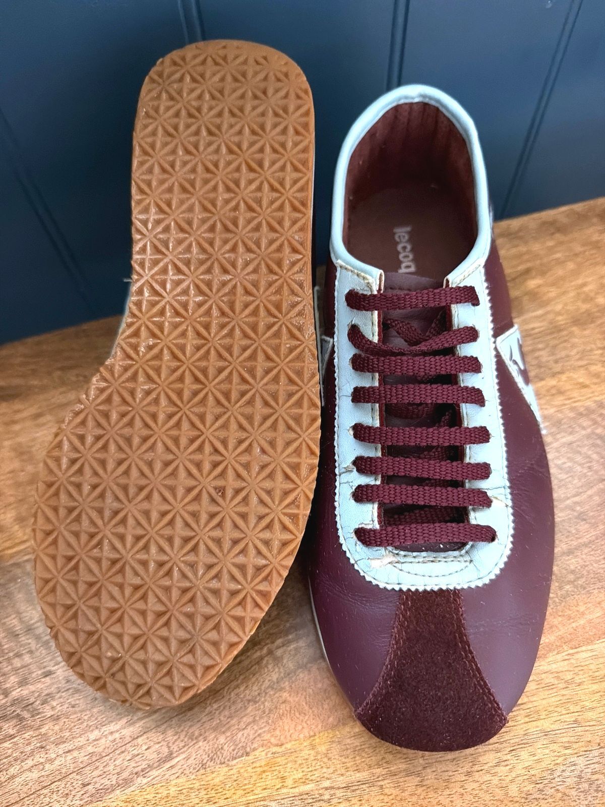 Womens Le Coq Sportif Vintage Retro Leather Trainers In Burgundy - Uk6 - 3614