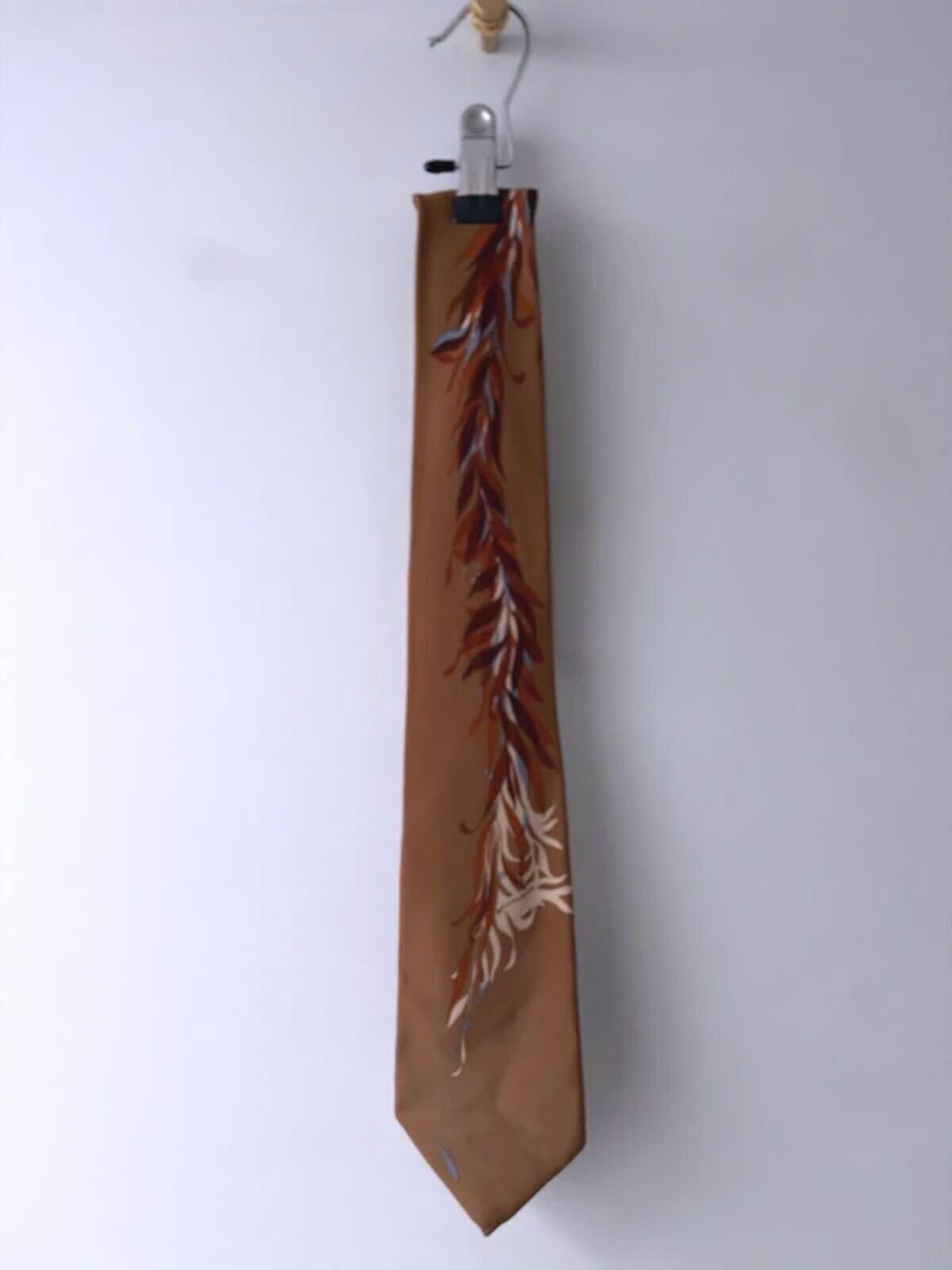 Balenciaga Vintage Rare Printed Silk Tie Made In Italy In Brown - 3329