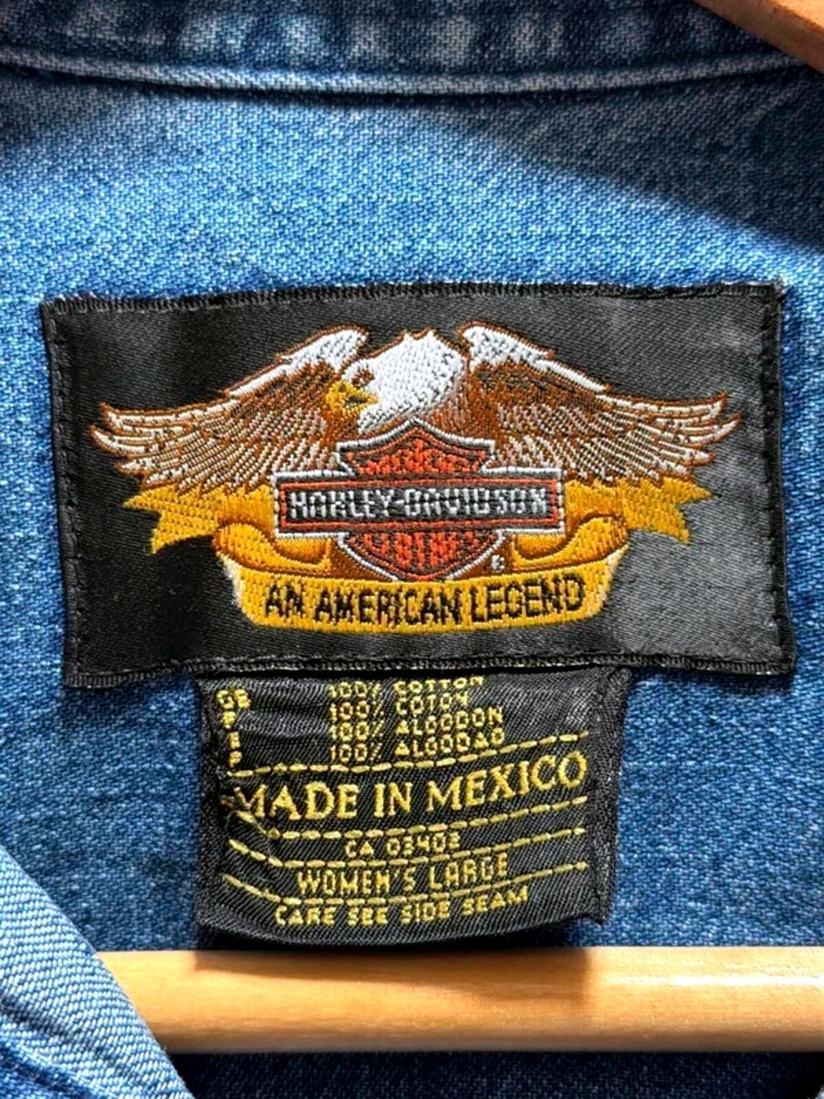 Men's Harley Davidson Vintage Oversized Fit Denim Shirt In Navy - Large - 3380