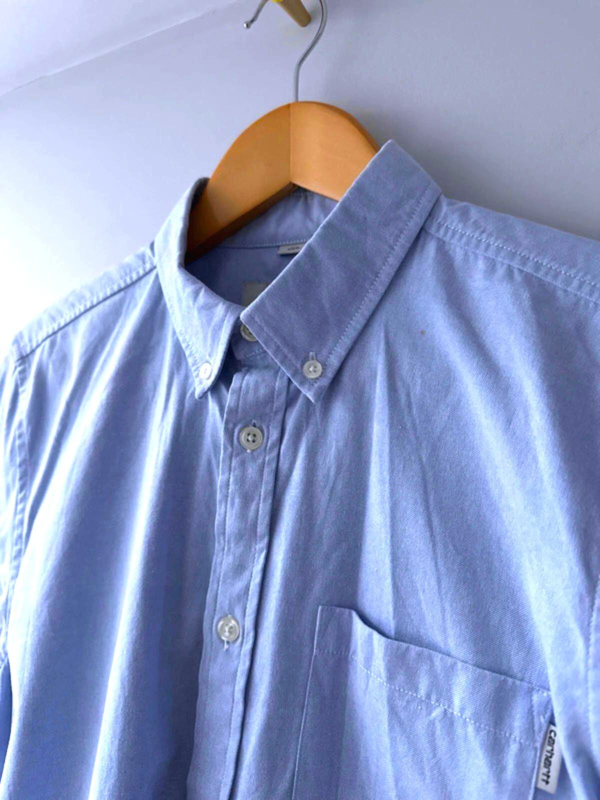 Men’s Carhartt Turner Slim Fit Long Sleeve Oxford Shirt In Blue - Medium - 0283