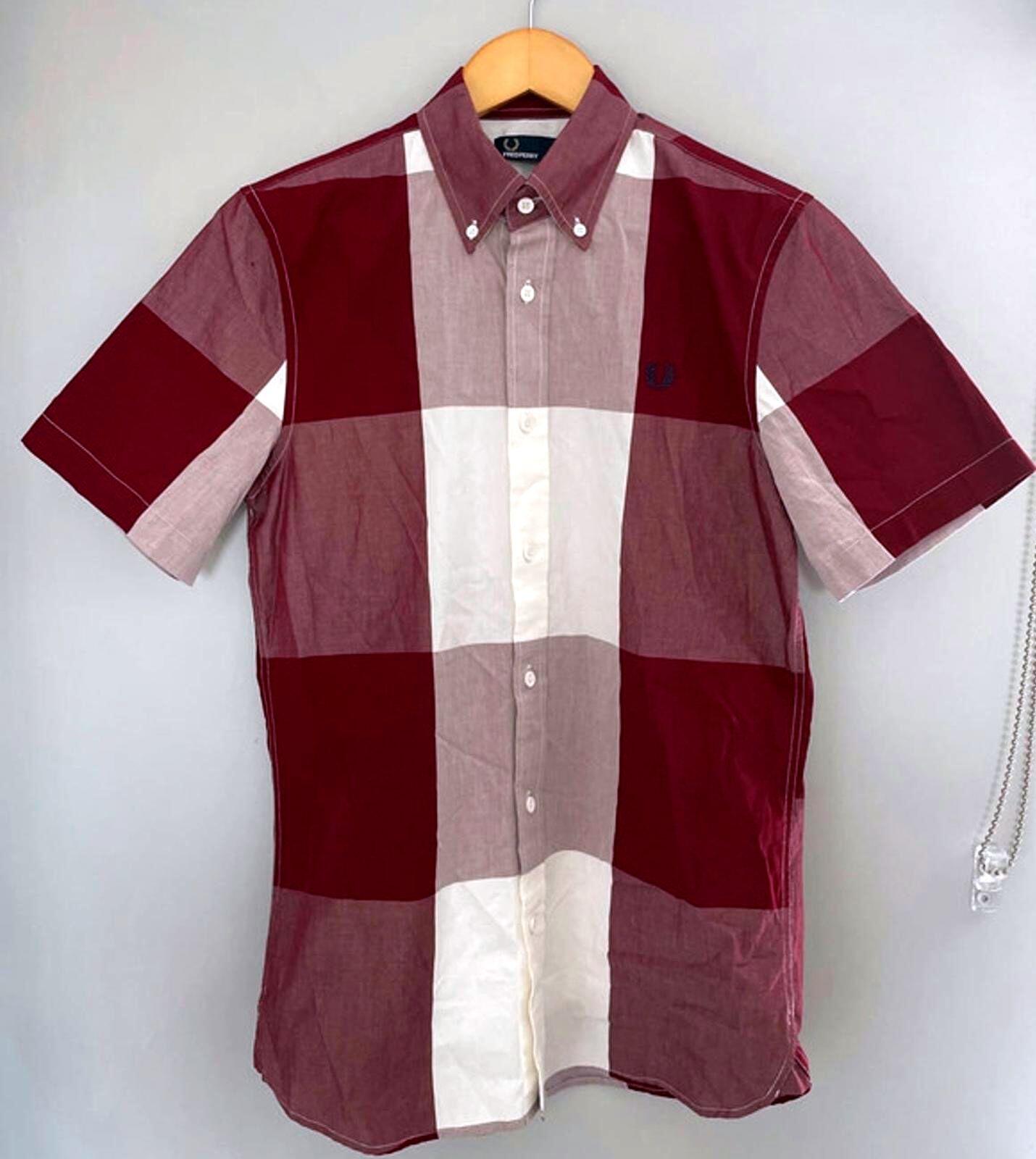 Men’s Fred Perry Check Shirt With Button Down Collar In Burgundy - Small - 1878