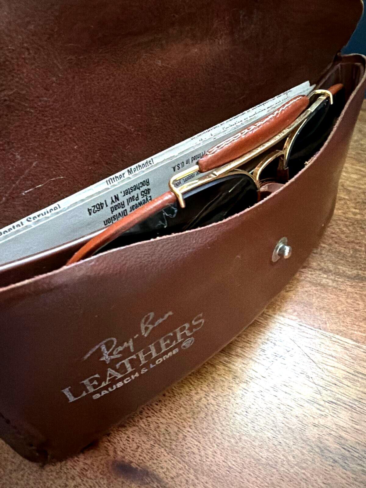 Unisex Ray-Ban Outdoorsman Vintage Tan Leather Coated Aviator Sunglasses - 3544