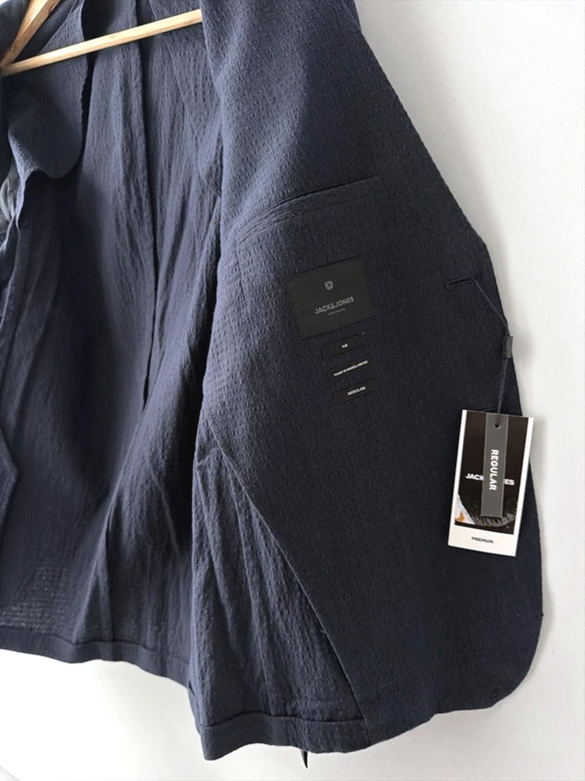 Men’s Jack & Jones Premium Linen Seersucker Blazer In Navy - Medium - 3282