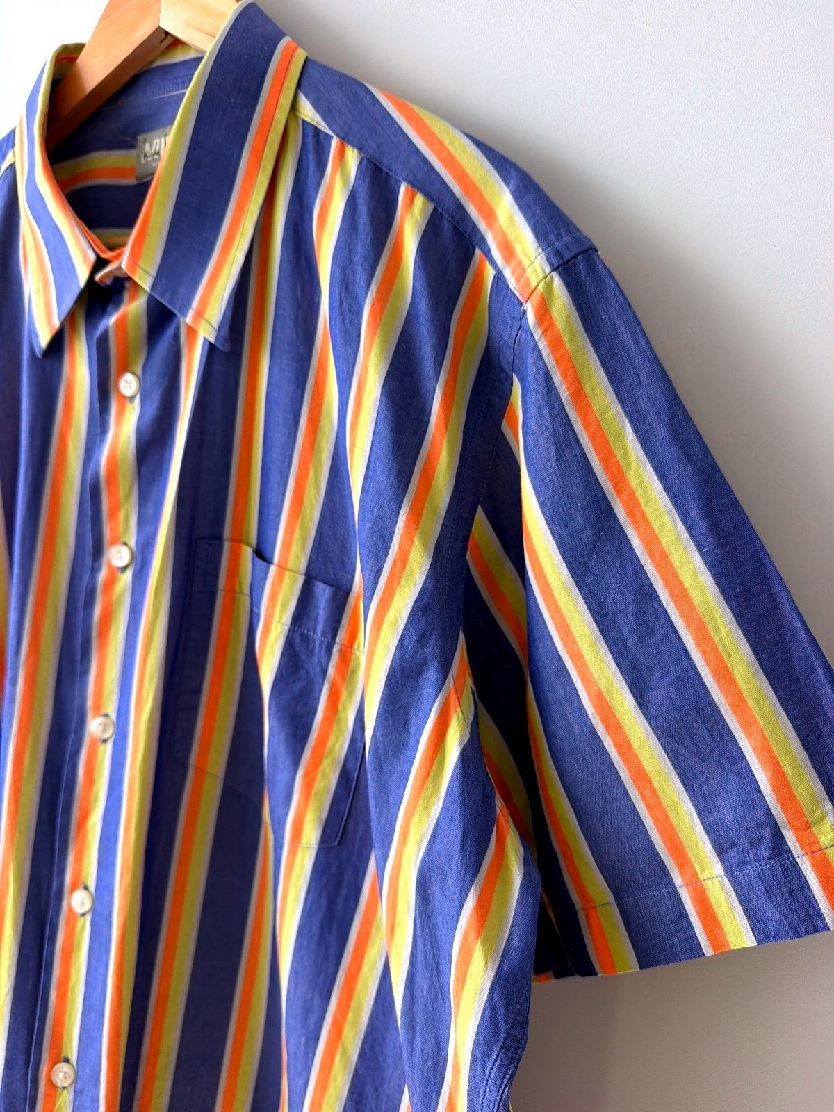 Mens Nicole Miller New York Oversized Fit Short Sleeve Striped Shirt - XLarge - 3609