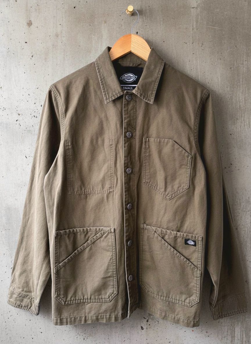 Mens Dickies Workwear Military Style Shirt Jacket In Khaki - Small - 3532