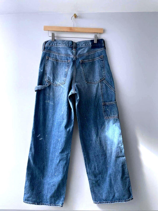 Women’s Abercrombie & Fitch Baggy Fit Cargo Jeans In Navy - W26/L30 - 2251