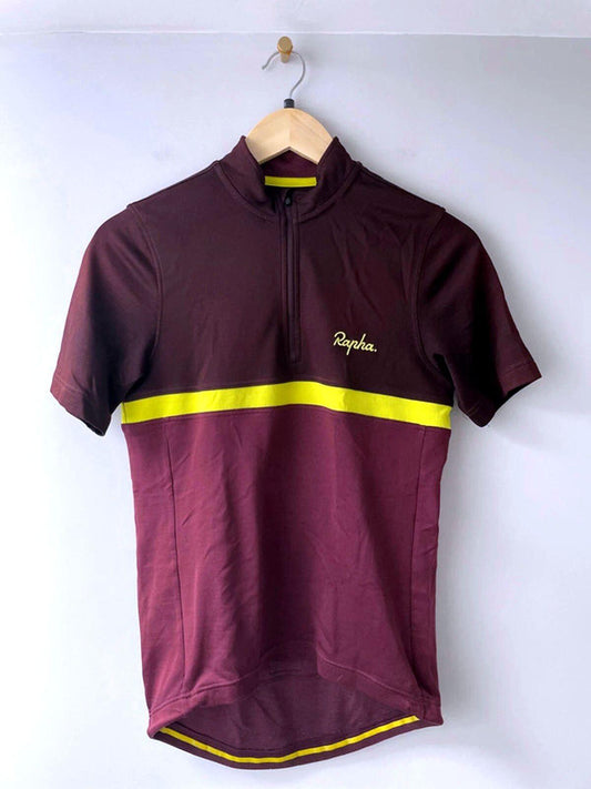 Men’s Rapha Club Merino Wool Cycling Jersey Top In Burgundy - Small - 2317