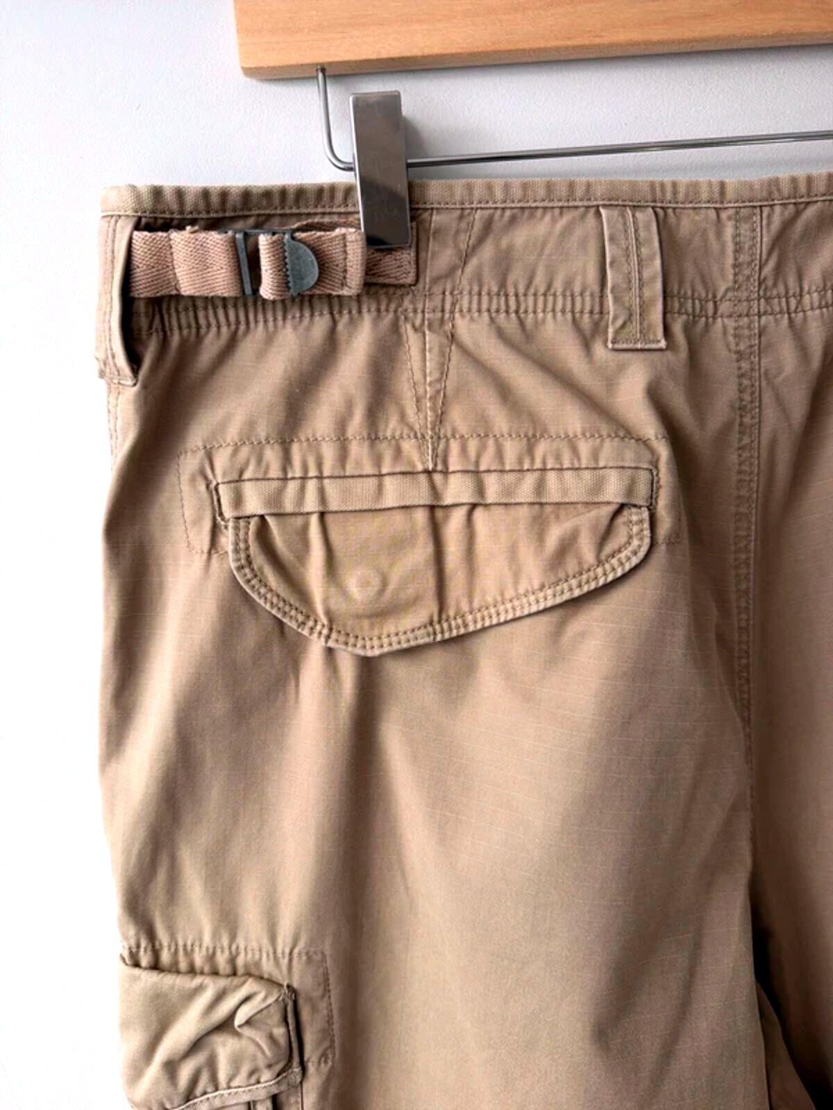 Men’s Baggy Fit Cargo Combat Shorts In Beige - W36 - 3404