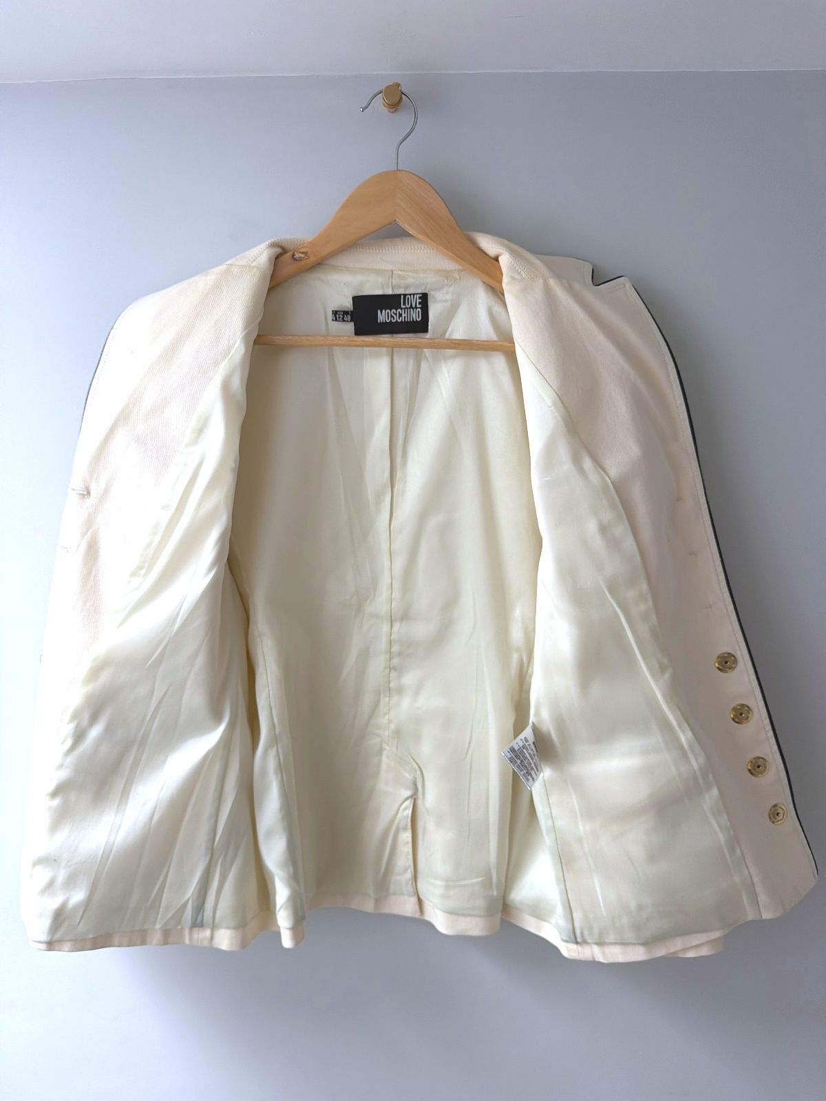 Women’s Love Moschino Cream Blazer with Black Piping and Button Details - UK16 -