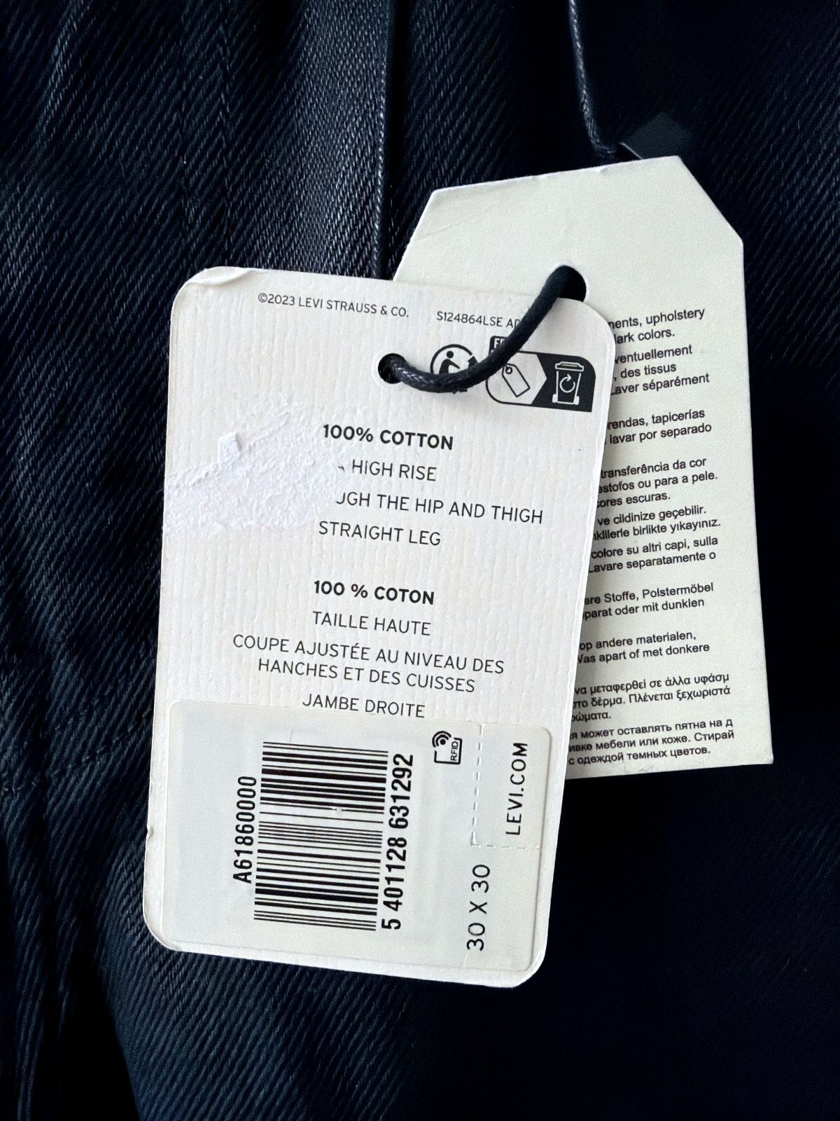 Women’s Levi's 501 Wax Coated Straight Leg Jeans In Black - W30/L30 - 3743