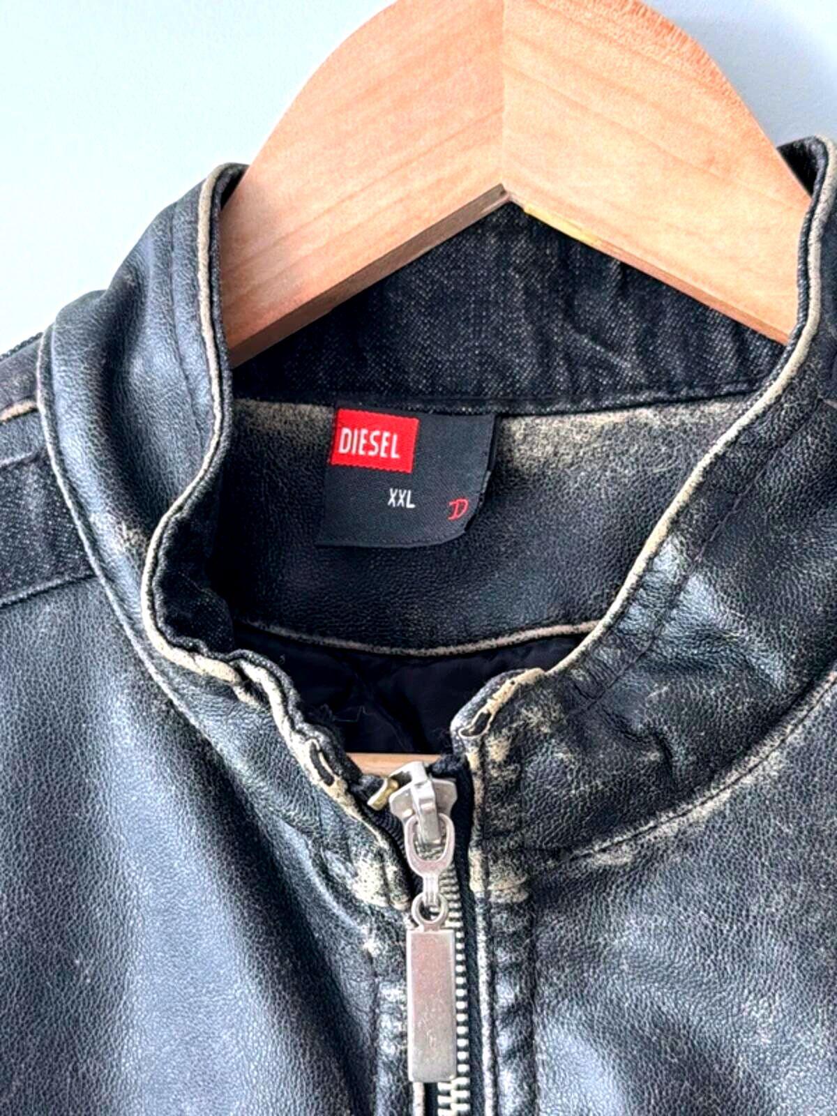 Men’s Diesel Biker Jacket In Washed Black Colour - XXLarge - 3551