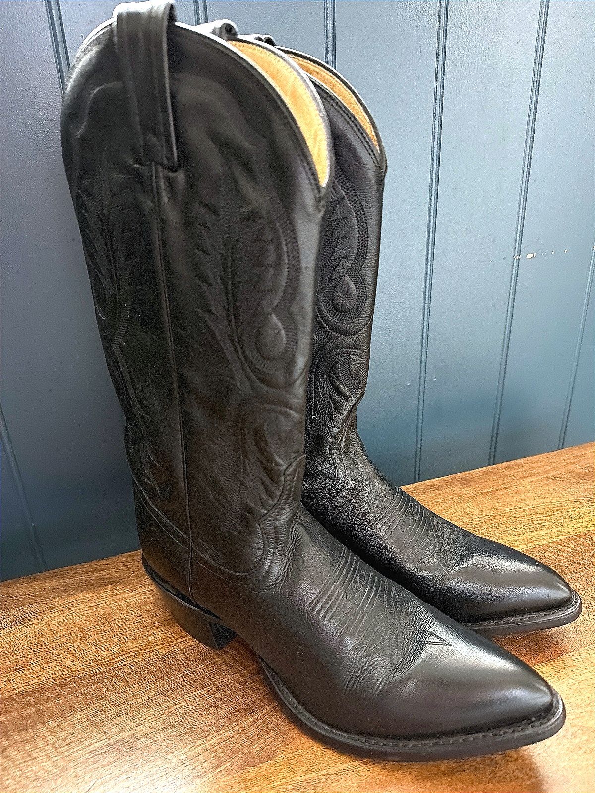 Women’s Tony Lama Premium Leather Cowboy Boots In Black - Uk7 - 3616