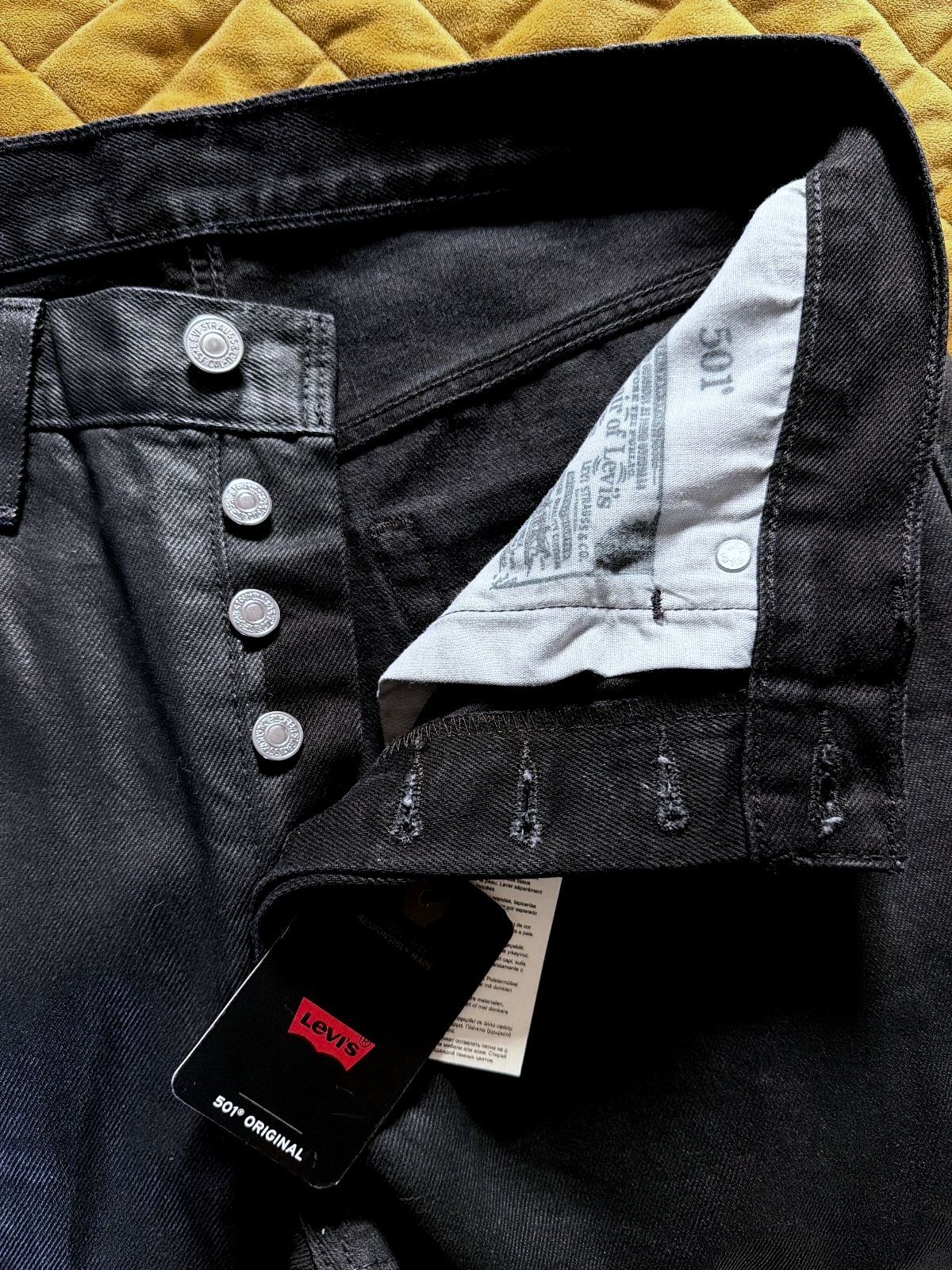 Women’s Levi's 501 Wax Coated Straight Leg Jeans In Black - W30/L30 - 3743